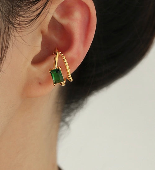 Emerald gold ear cuff