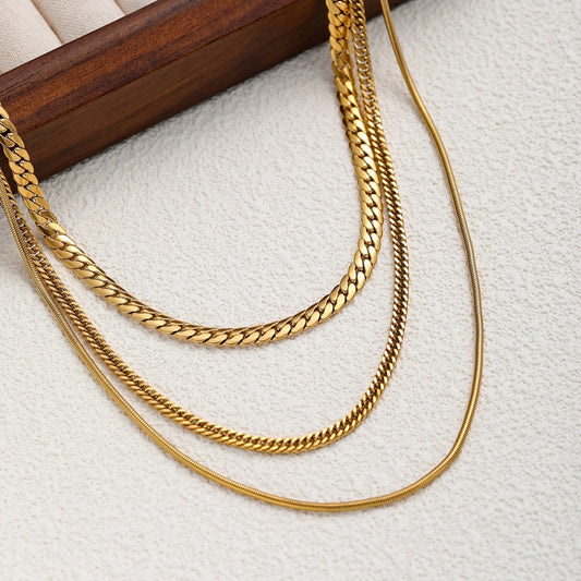 Triple Golden Chain Necklace