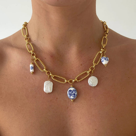 Ceramic Gold Chain Necklace