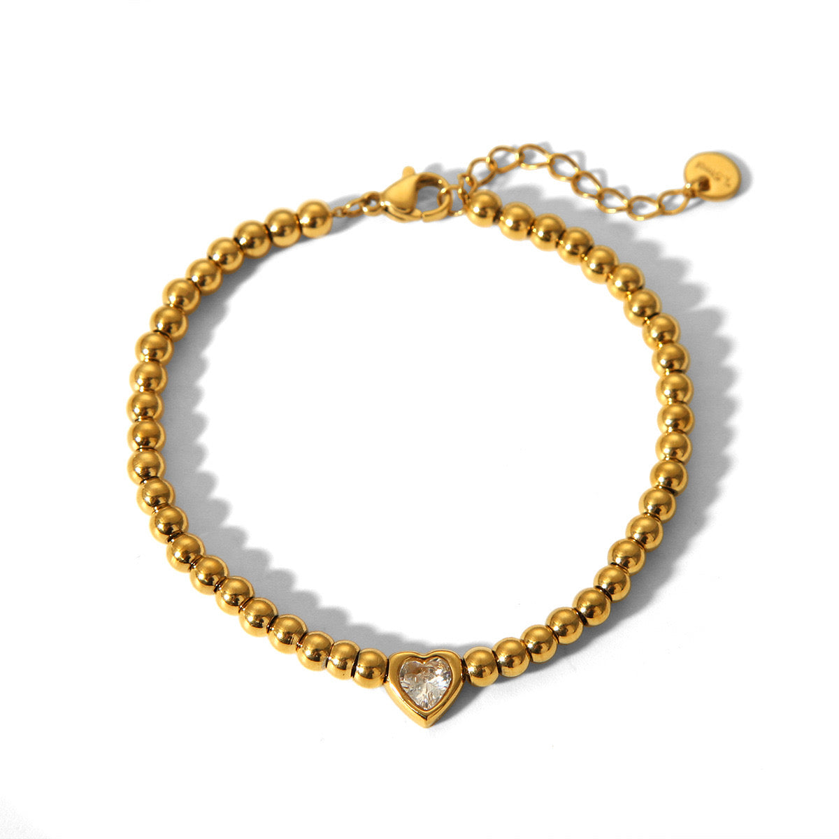 Gold Beads White Diamond Bracelet