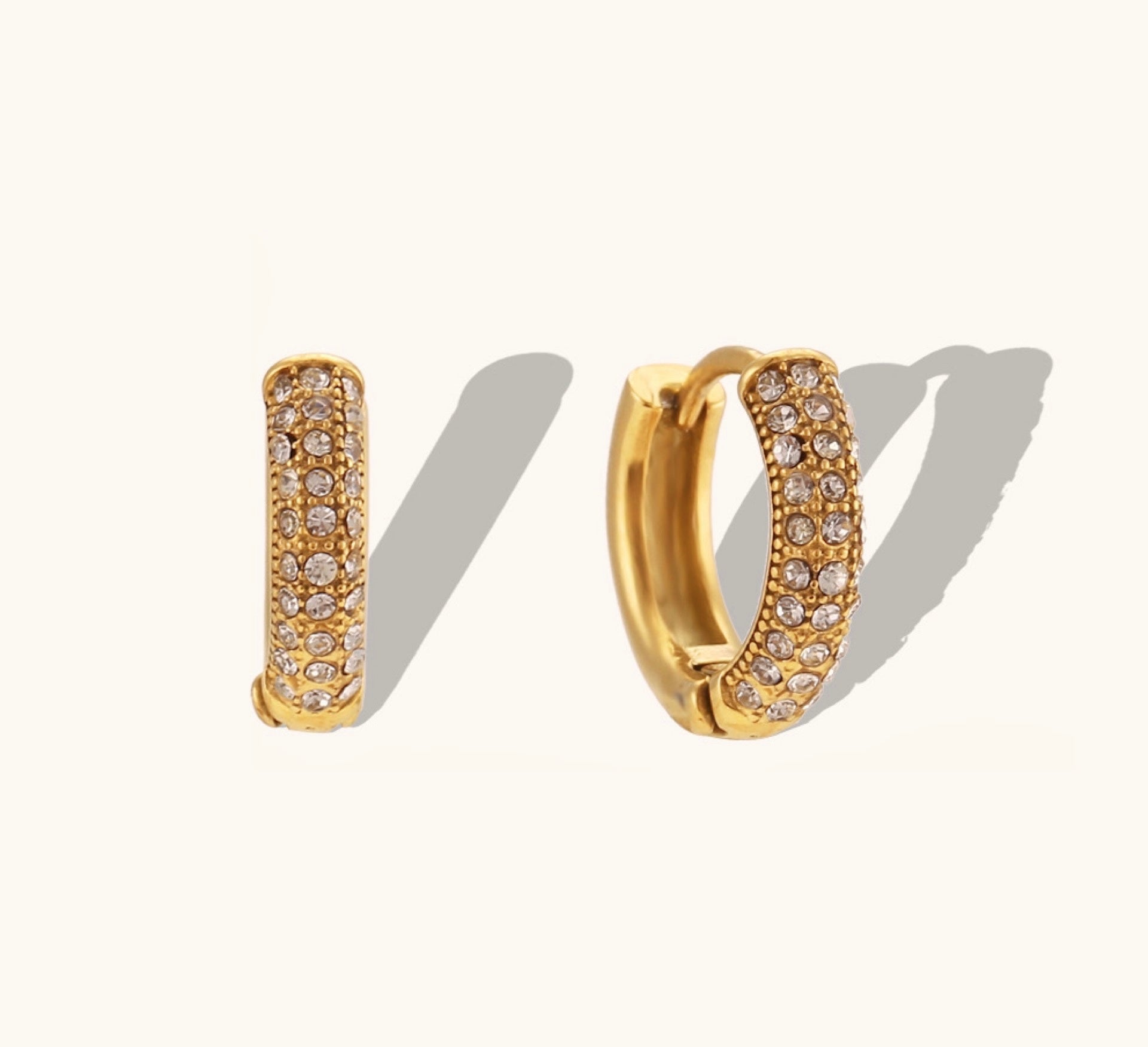 Gold diamond hoop earrings