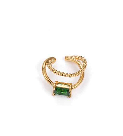 Emerald gold ear cuff