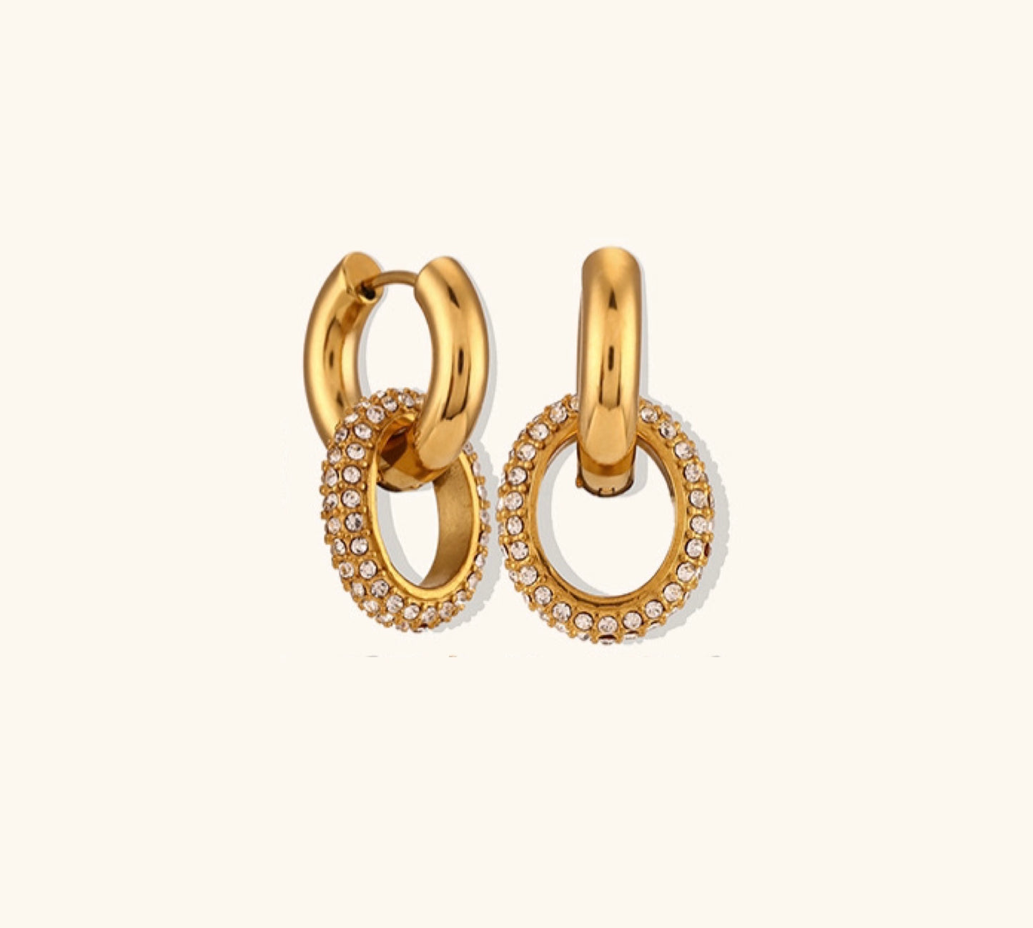 Golden double hoop earrings