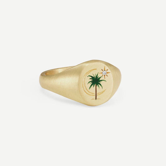 Palm tree gold ring