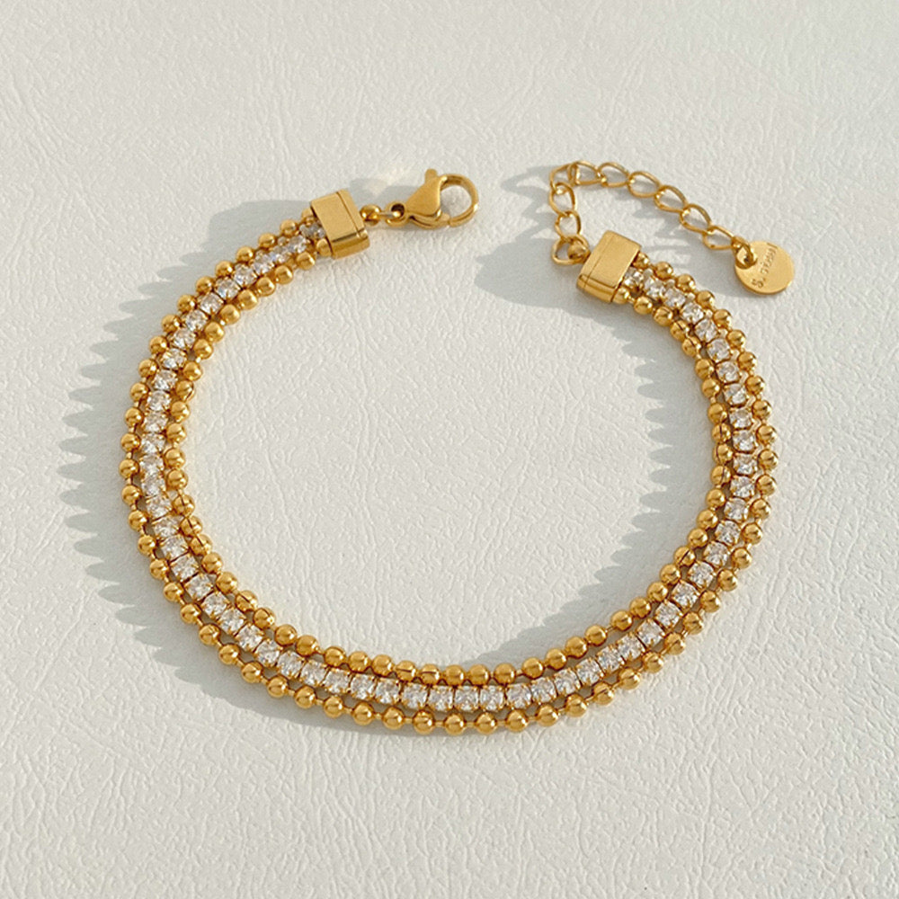 Gold Beaded Diamond Bracelet